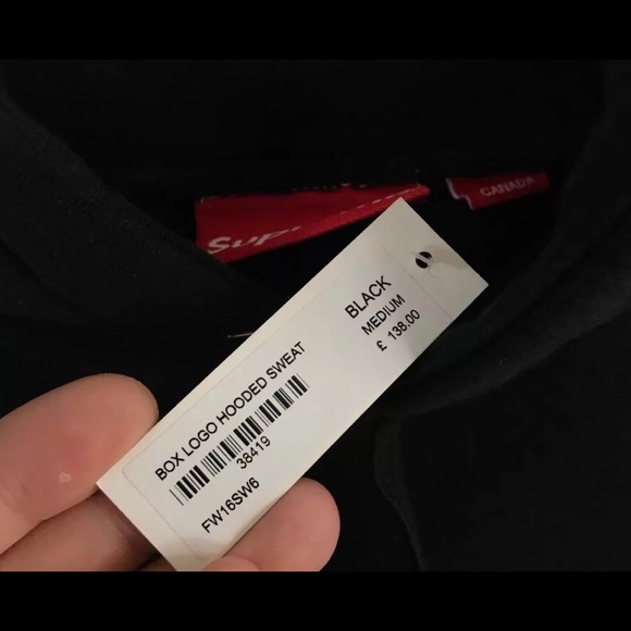 Supreme Box Logo Hoodie- Black on white; FW16 - Picture 4 of 8